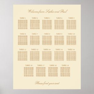 Poster Gráfico de Assentos de Casamento de Mesa Cream Bei