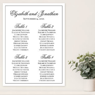 Poster Gráfico de Assentos de Casamento de Mesa da Elegân