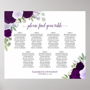 Poster Gráfico de Assentos de Casamento de Mesa das Rosas