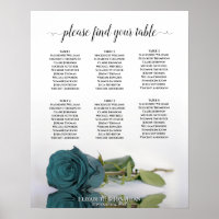 Gráfico de Assentos de Casamento de Mesa de Teal R