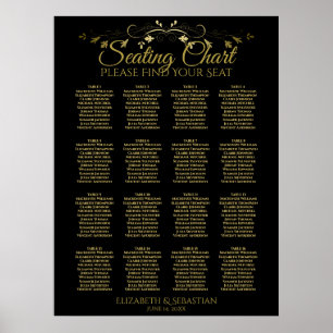 Poster Gráfico de Assentos de Casamento de Mesa do Dourad