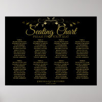 Gráfico de Assentos de Casamento de Mesa Dourado e