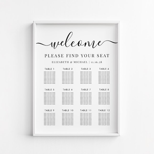 Poster Gráfico de Assentos de Casamento de Mesa Elegante  (Criador carregado)
