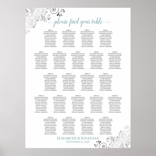 Poster Gráfico de Assentos de Casamento de Mesa Frily 22  (Frente)