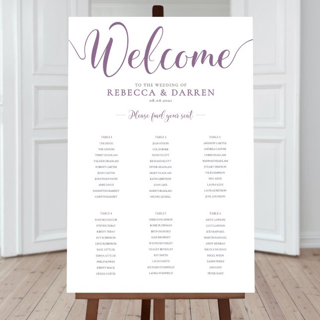 Poster Gráfico de Assentos de Casamento de mesa Lilac 6 R (Criador carregado)