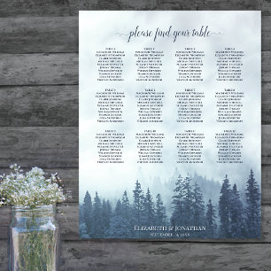Poster Gráfico de Assentos de Casamento de Mesa Misty Blu