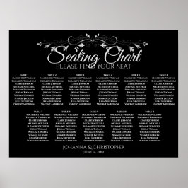 Poster Gráfico de Assentos de Casamento de Mesa Preto Sim