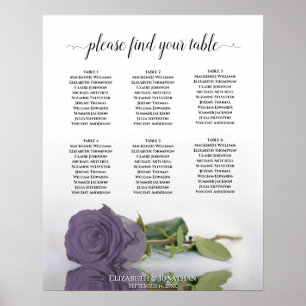 Poster Gráfico de Assentos de Casamento de Mesa Rosa Roxo