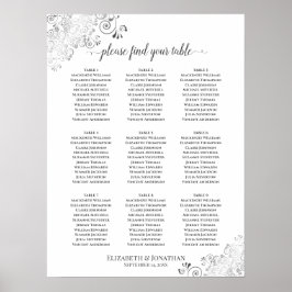 Poster Gráfico de Assentos de Casamento de Mesa Silver Fr