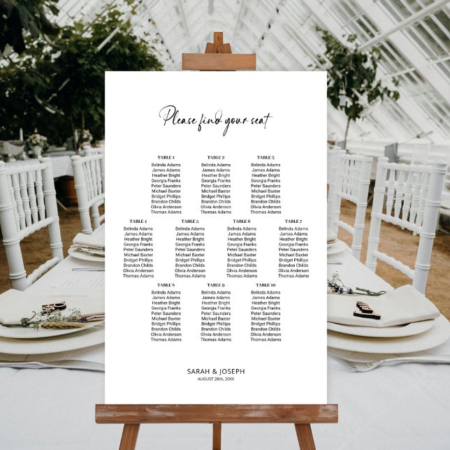 Poster Gráfico de Assentos de Casamento de Mesa Simples e (Criador carregado)
