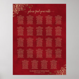 Poster Gráfico de Assentos de Casamento de Mesa Vermelho 