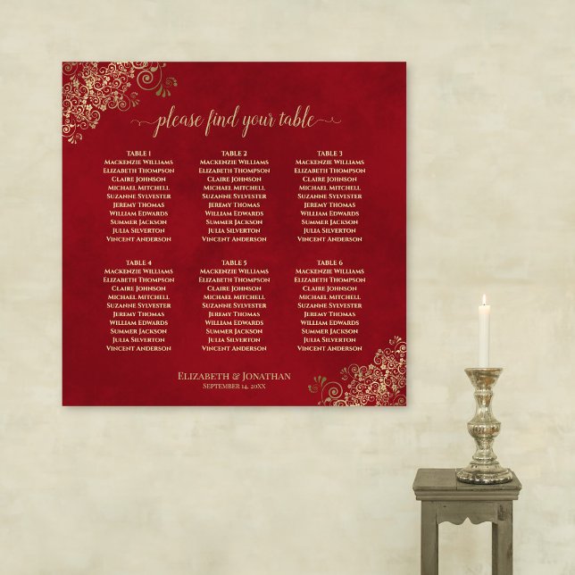 Poster Gráfico de Assentos de Casamento de Mesa Vermelho  (In Situ on Wall)