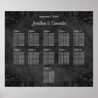 Poster Gráfico de Assentos de Casamento de Mesas 11 Black