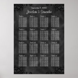 Pôster Gráfico de Assentos de Casamento de Mesas 16 Black