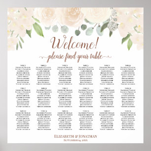Poster Gráfico de Assentos de Casamento de Mesas 18 Rosas