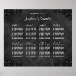 Poster Gráfico de Assentos de Casamento de Mesas Black 8 