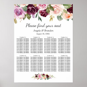 Poster Gráfico de Assentos de Casamento de Mesas com Blus