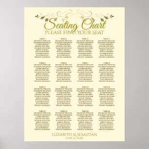 Poster Gráfico de Assentos de Casamento de Mesas da Creme