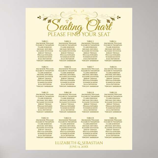 Poster Gráfico de Assentos de Casamento de Mesas da Creme (Frente)