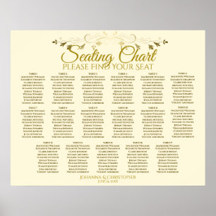 Poster Gráfico de Assentos de Casamento de Mesas do Creme
