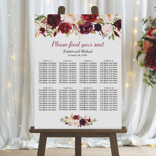 Poster Gráfico de Assentos de Casamento de Mesas Red Flor