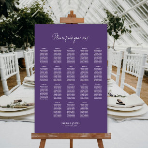 Poster Gráfico de Assentos de Casamento de Mesas Roxo Mod