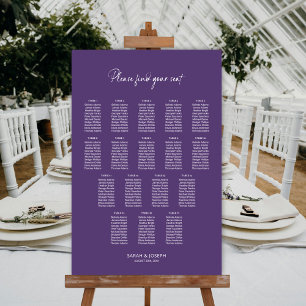 Poster Gráfico de Assentos de Casamento de Mesas Roxo Mod