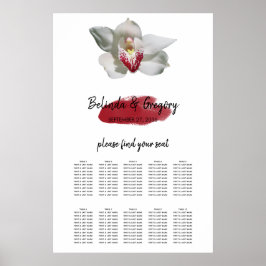 Poster Gráfico de Assentos de Casamento de Orquídea Branc
