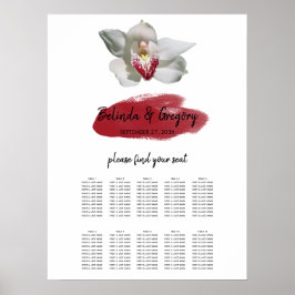 Poster Gráfico de Assentos de Casamento de Orquídea Branc