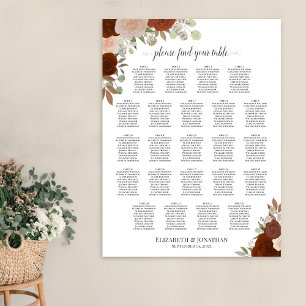 Poster Gráfico de Assentos de Casamento de Outono com Ros