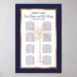 Poster Gráfico de Assentos de Casamento de Palm Dourado c