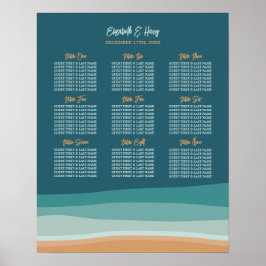 Poster Gráfico de Assentos de Casamento de Praia do abstr