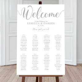 Poster Gráfico de Assentos de Casamento de Prata com 8 Me
