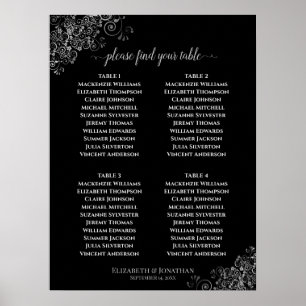 Poster Gráfico de Assentos de Casamento de Prata de 4 Me