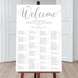 Poster Gráfico de Assentos de Casamento de Prata Nomes al