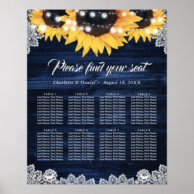 Poster Gráfico de Assentos de Casamento de Renda de Giras (Frente)