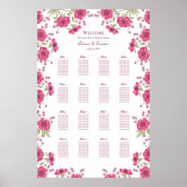 Poster Gráfico de Assentos de Casamento de Rosa Rosa Bril