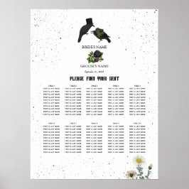 Poster Gráfico de Assentos de Casamento de Rosas Negras d