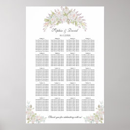 Poster Gráfico de Assentos de Casamento de Rosas Rosa Bra