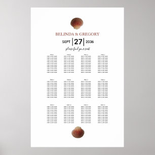 Poster Gráfico de Assentos de Casamento de Seashell de P