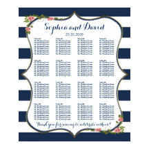 Gráfico de Assentos de Casamento de Stripes Azuis 