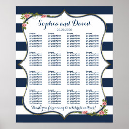 Poster Gráfico de Assentos de Casamento de Stripes Azuis 