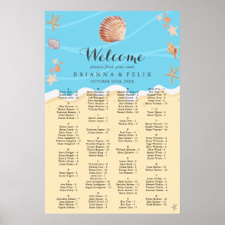Poster Gráfico de Assentos de Casamento de Verão no Ocean