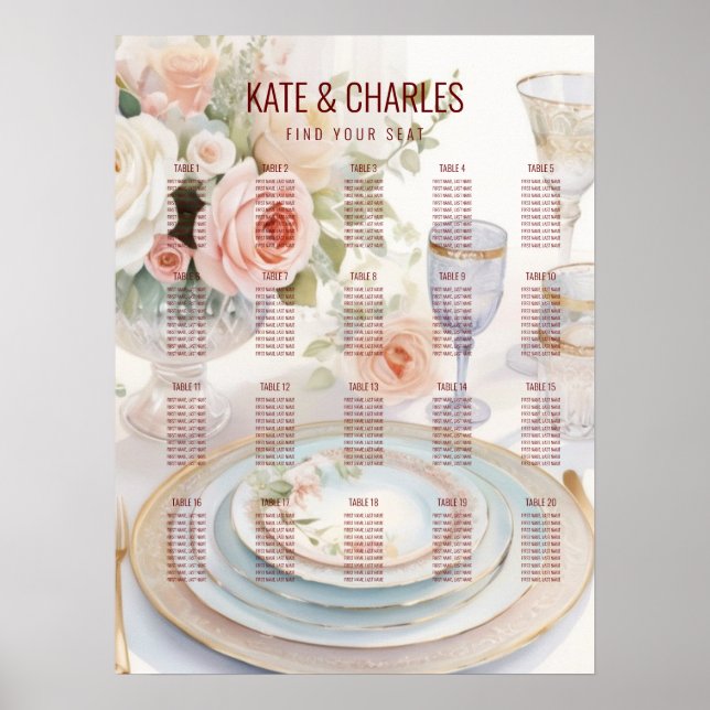 Poster Gráfico de assentos de casamento do Estilo de Revi (Frente)