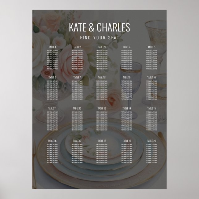 Poster Gráfico de assentos de casamento do Estilo de Revi (Frente)