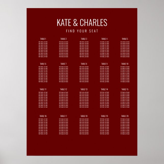 Poster Gráfico de assentos de casamento do Estilo de Revi (Frente)