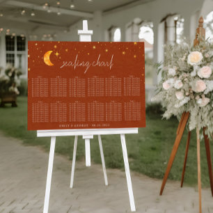 Poster Gráfico de Assentos de Casamento do Sol e Lua Cele