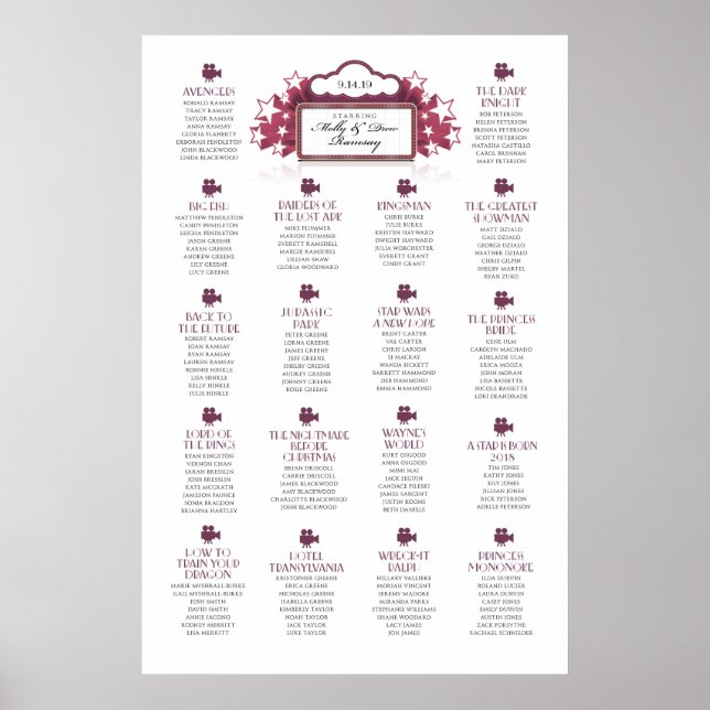 Poster Gráfico de Assentos de Casamento do Tema do Filme (Frente)