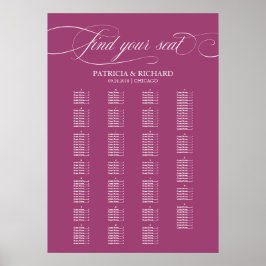 Poster Gráfico de Assentos de Casamento Elegante Alfabéti