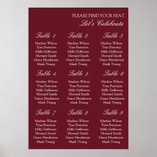Poster Gráfico de Assentos de Casamento Elegante com Dinh